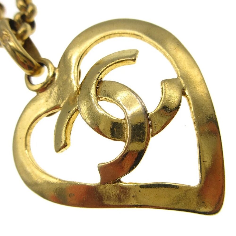 Chanel Heart Chain Pendant Necklace Gold 95P - Picture 2 of 5